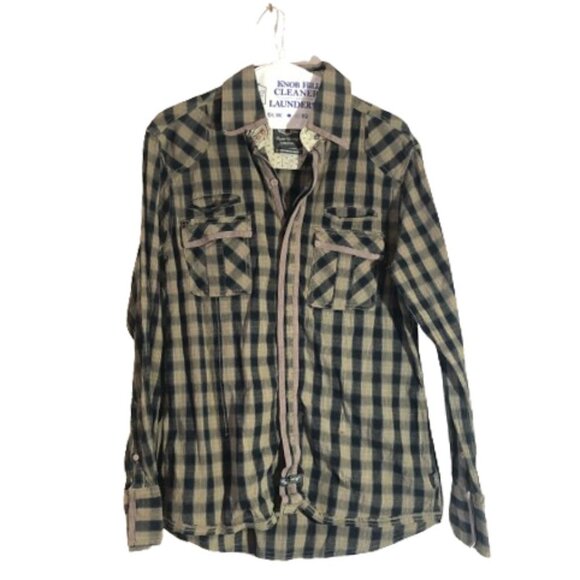 English Laundry Blaque label by Christopher Wicks 100% cotton checkered shirt - Picture 1 of 16